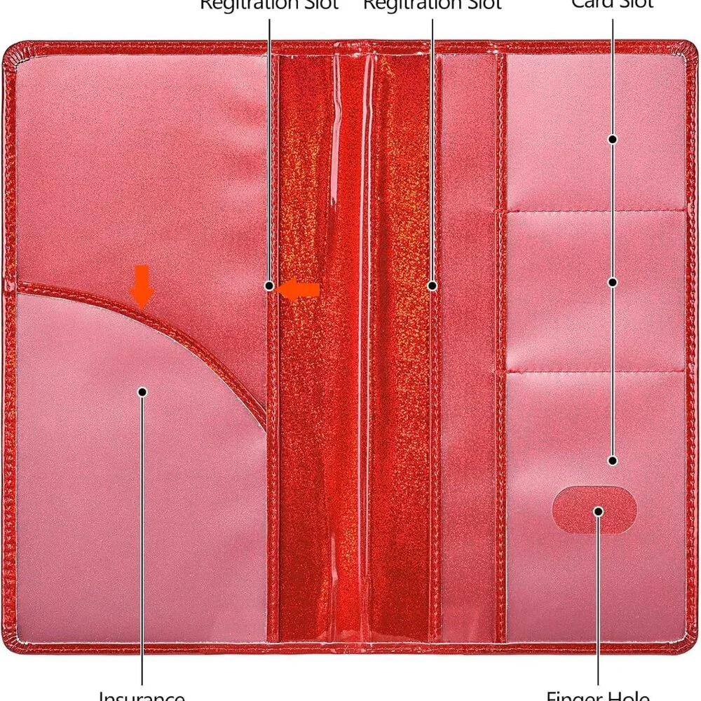 Car Registration and Insurance Card Holder,Glitter Leather Vehicle Glove Box Aut - Picture 4 of 7